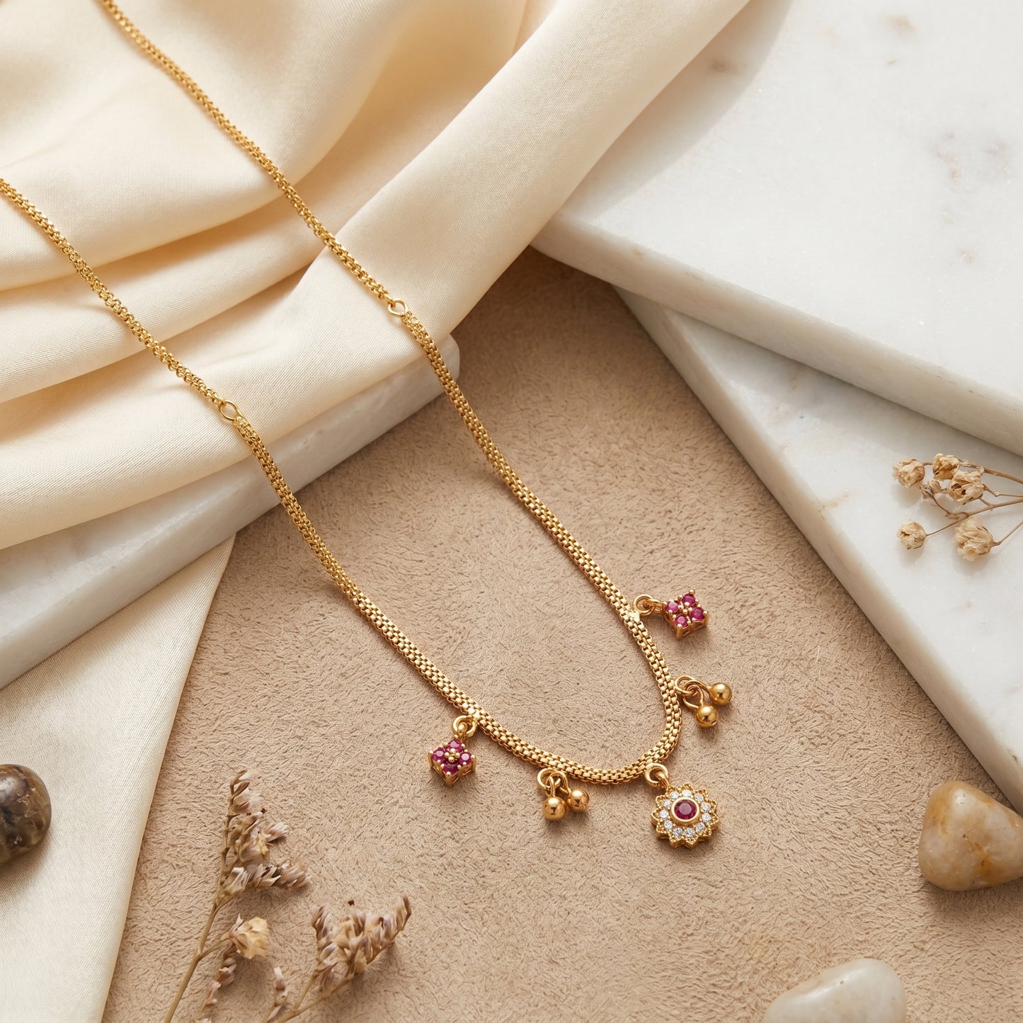 Aarini Ruby Charm Necklace