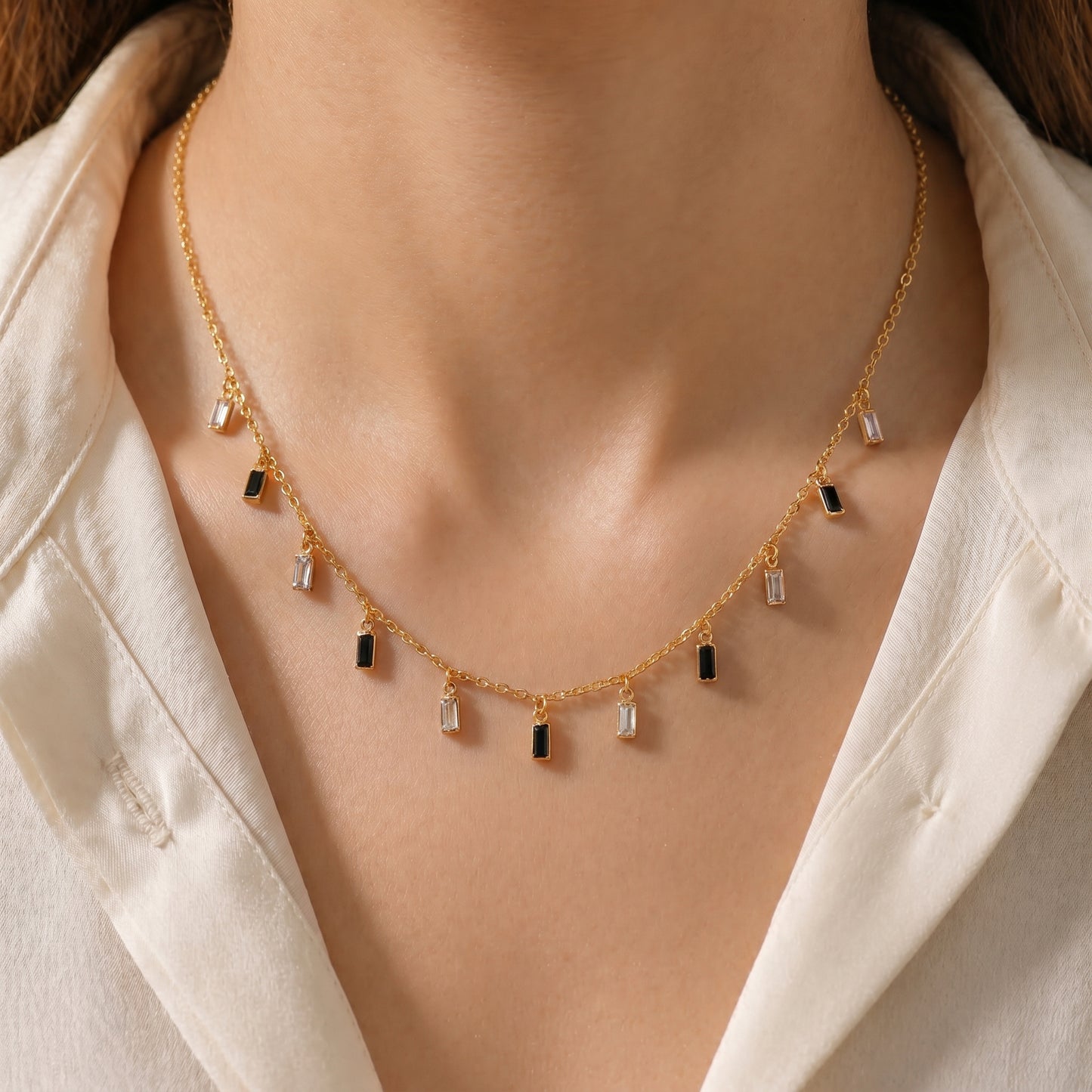 Zivora Baguette Drop Necklace