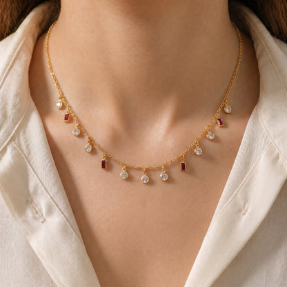 Aarini Ruby Baguette Necklace