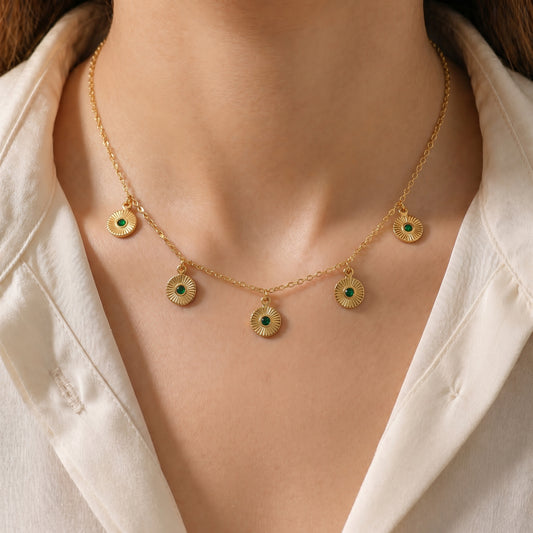 Emerald Halo Charm Necklace