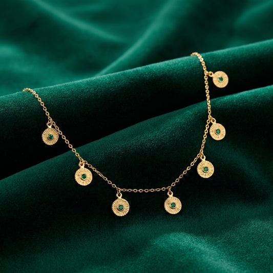 Emerald Halo Charm Necklace