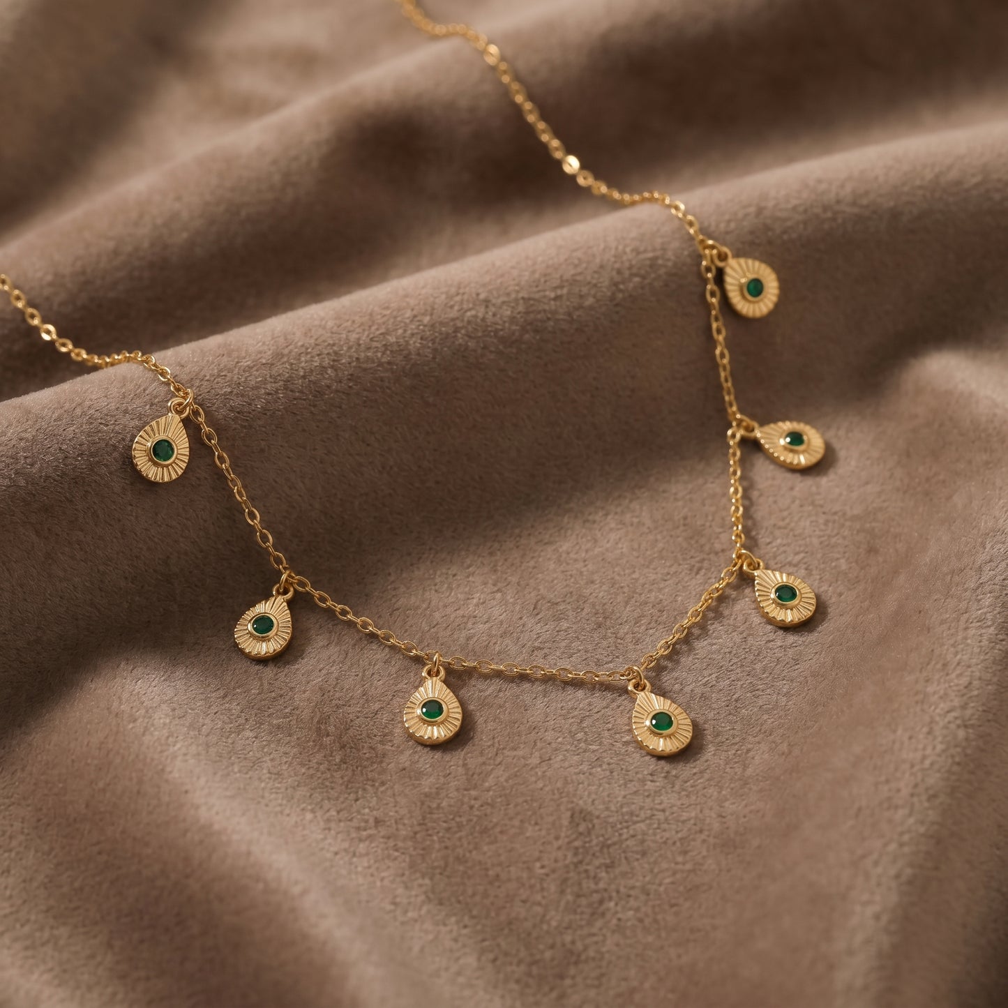 Celestial Emerald Drops Necklace