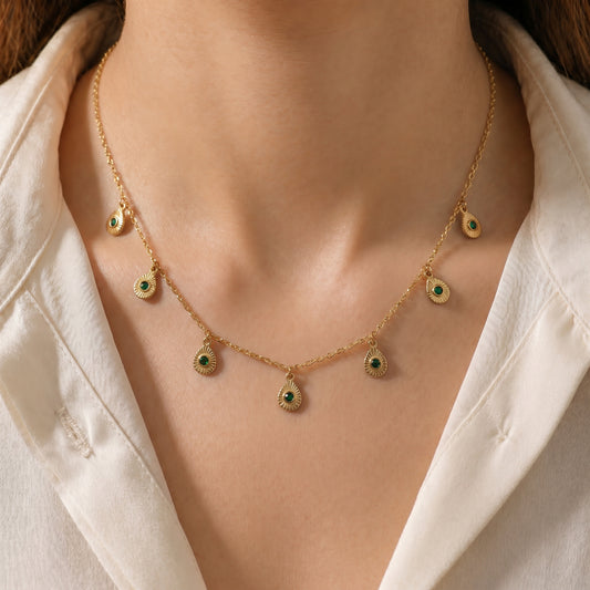 Celestial Emerald Drops Necklace